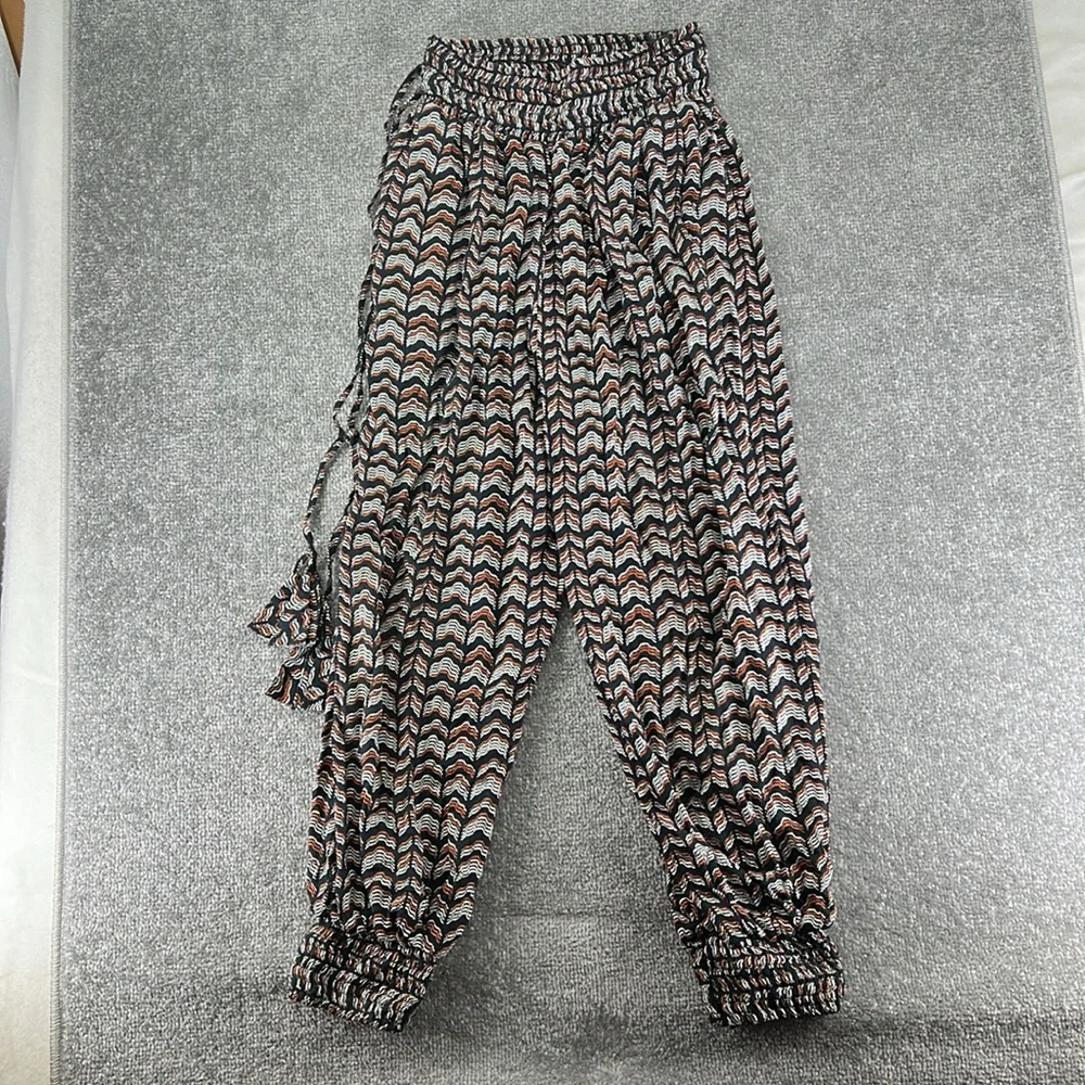 Anthropologie Pull On Harem Pants Abstract Joggers Black White Womens XS High